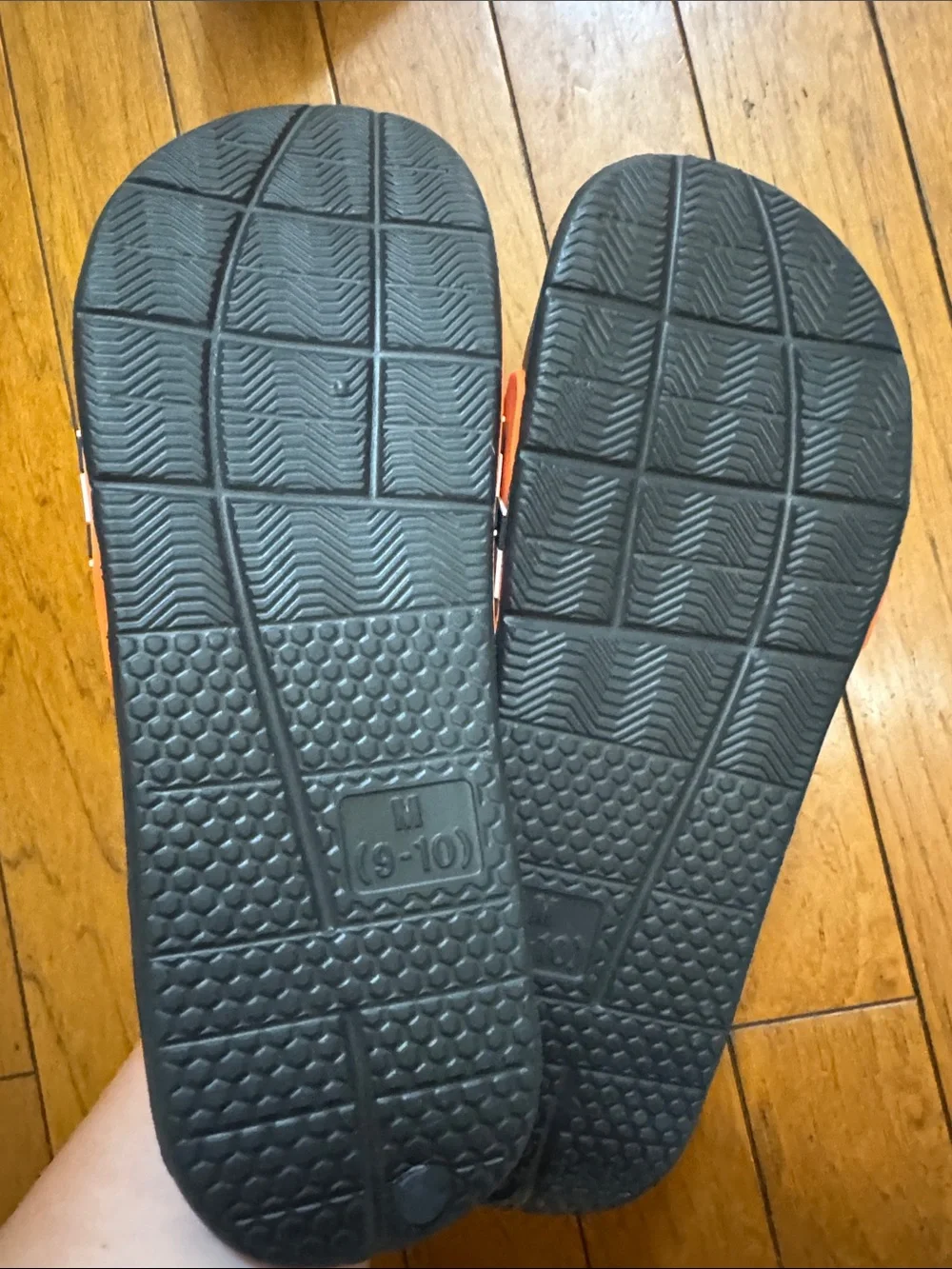 Men's Orange and Black Slip-On Sport Slides with Team Logo Accent